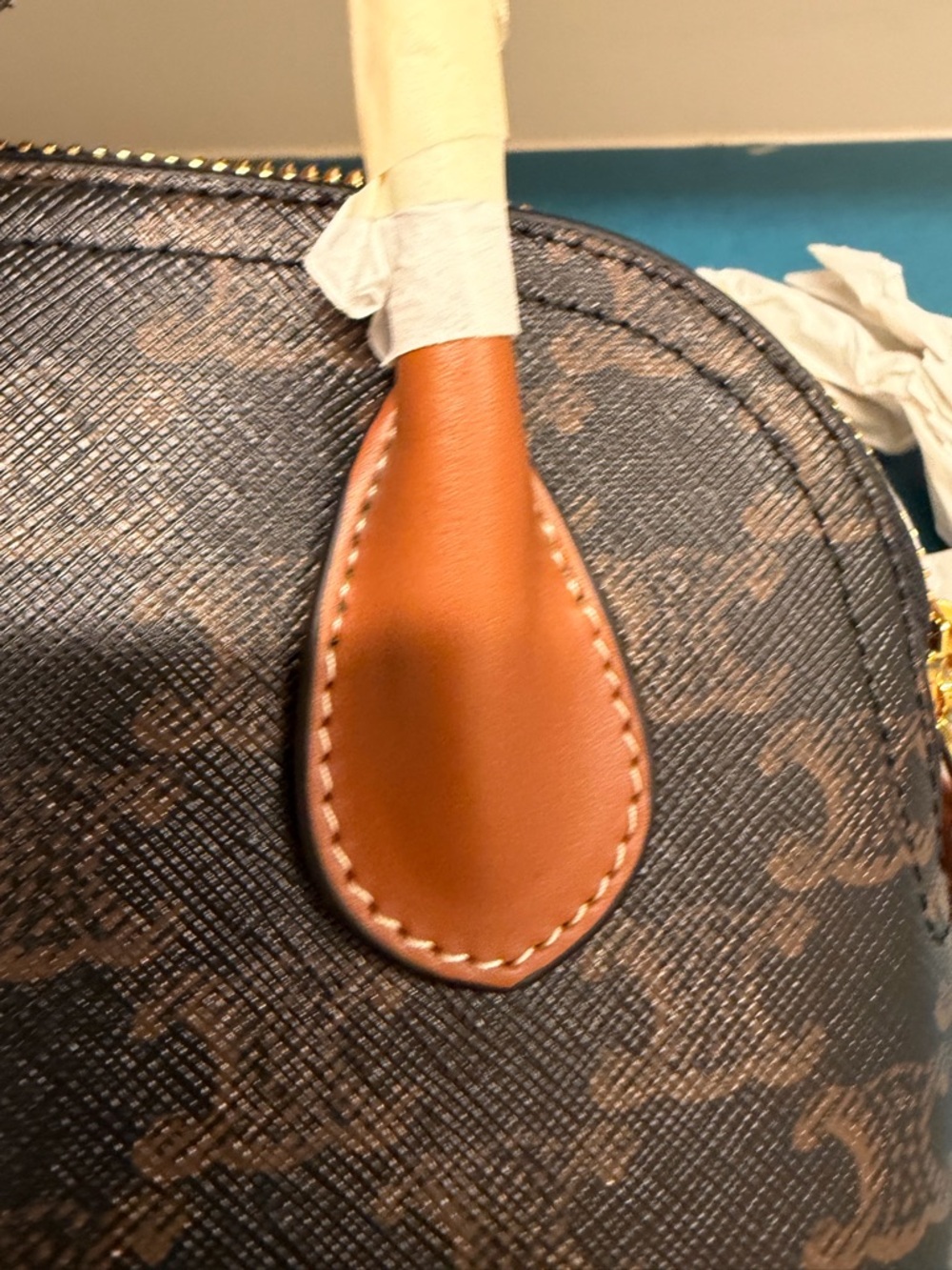 Celine Teen Honorine Bag in Triomphe Canvas and Calfskin - Picture 15 of 16